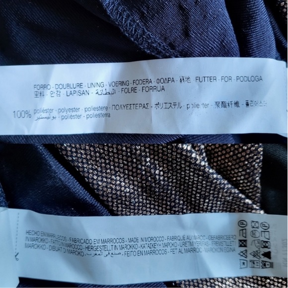 New Zara Sparkly Draped One Sleeve Asymmetric Copper Bronze Dress NWT Size M - Picture 10 of 10